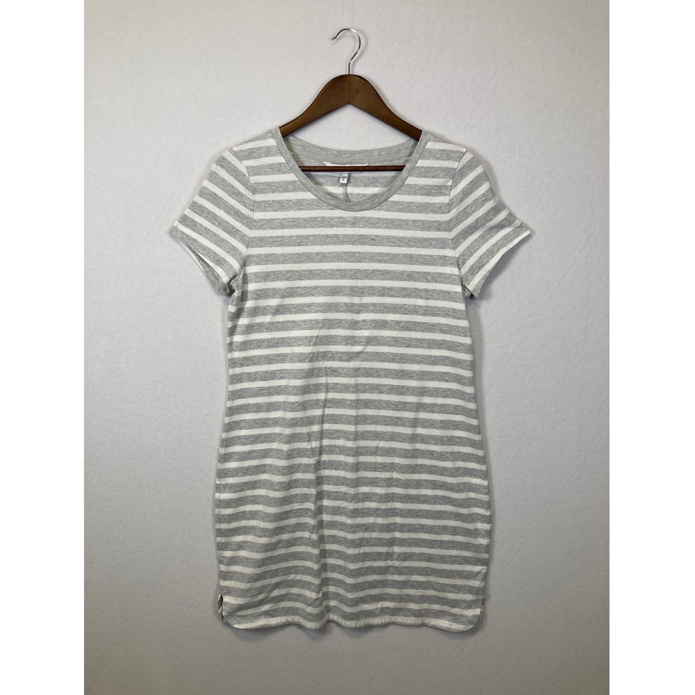 Sonoma Goods For Life Womens Grey White Striped T-Shirt Dress‎ Medium